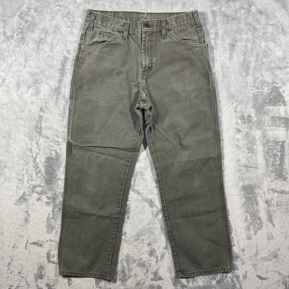 Dickies Carpenter Pants Khaki Green Mens 32(30)x30 Work Utility Canvas‎